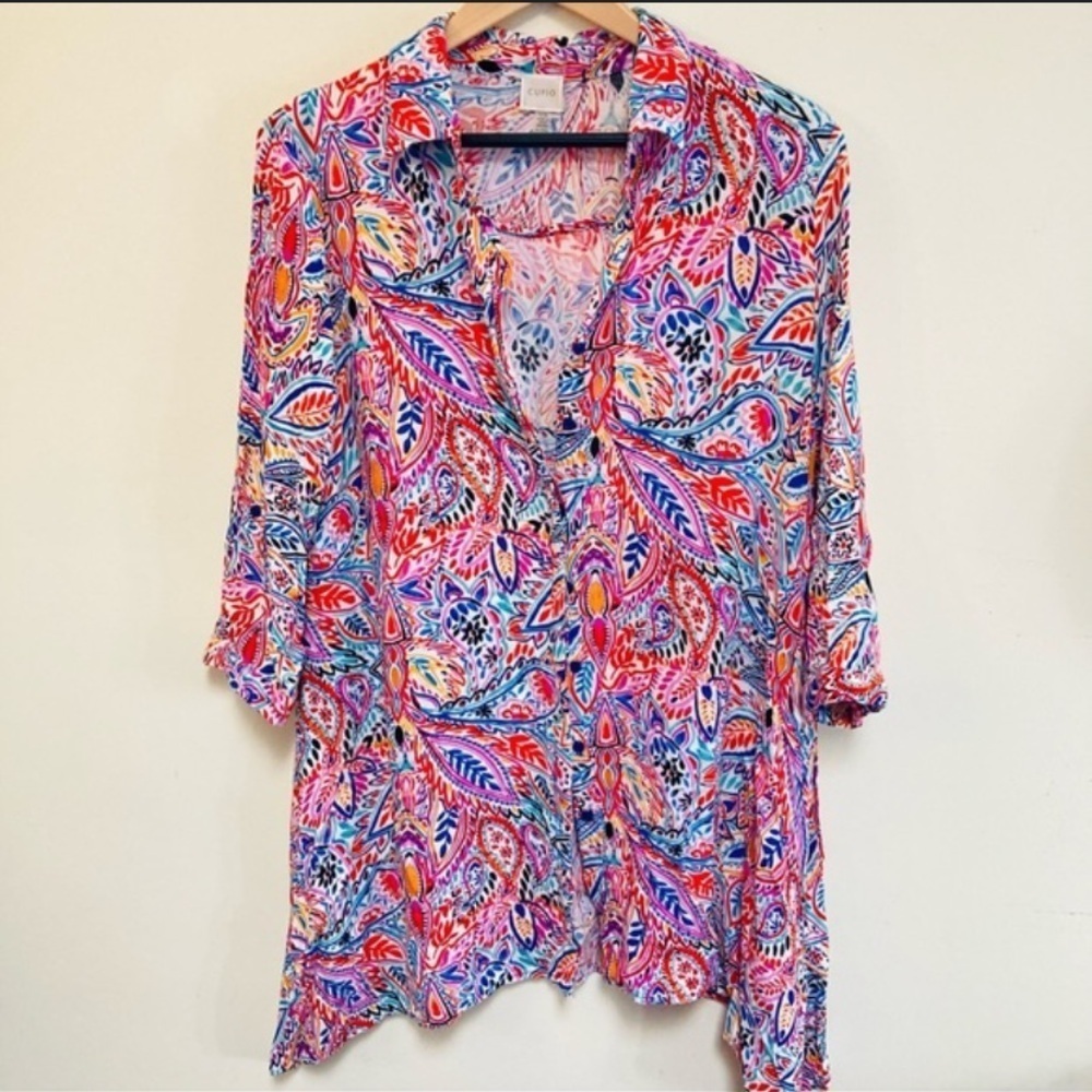 Cupio shirt dress printed colorful casual floral summer dress tunic